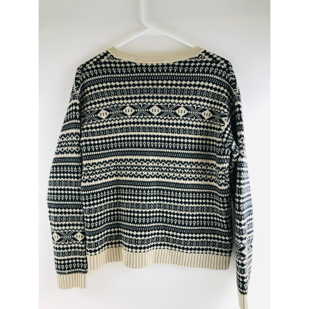 Gap Sweater Women's Size Small Black Tan Aztec Striped Buttoned Cardigan Knitted - Picture 2 of 7